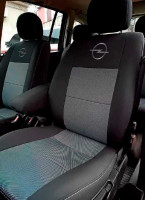 Чехлы на Opel Zafira A (Опель Зафира А) на 7 мест из ткани черно-серые