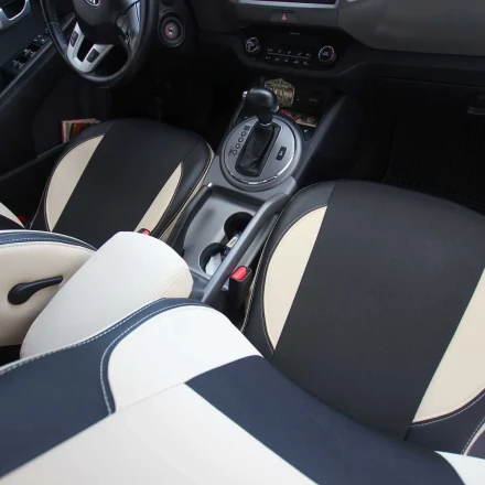 Чехлы на KIA Sportage III SL (КИА Спортедж 3) из экокожи и гобелена VE