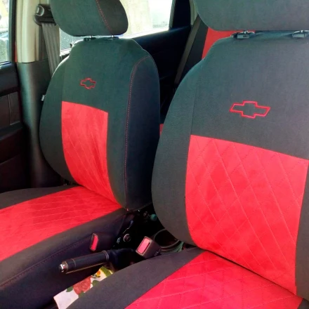 Чехлы на Chevrolet Aveo T250 (Шевроле Авео Т250) из велюра и антары с прошивкой ромб