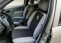 Чехлы на Renault Logan MCV (Рено Логан МСВ) на 7 мест из ткани серо-черные