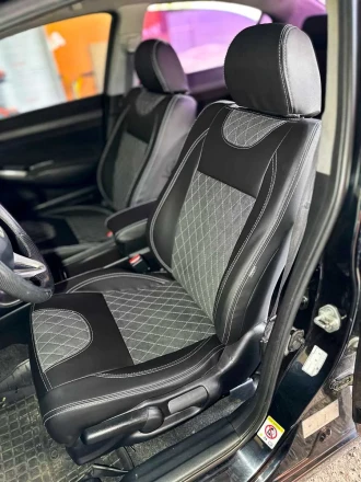 Чехлы на Honda Civic VIII (Хонда Цивик 8) из экокожи и антары Comfort 1 с прострочкой ромб