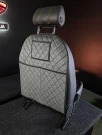 Накидка защита от детских ног на заднюю спинку с органайзером из алькантары серый ромб