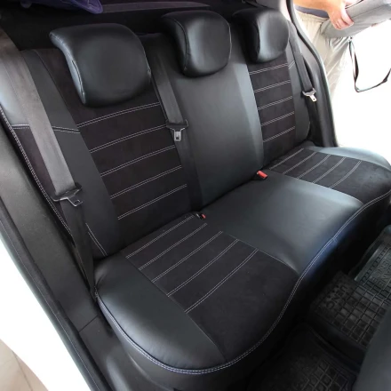 Чехлы на Renault Fluence из экокожи и антары ELA2020P чорні