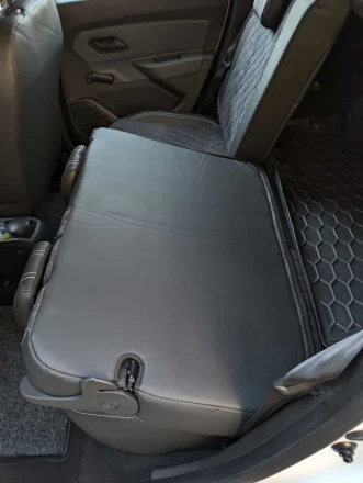 Чехлы на Renault Duster II (Рено Дастер 2) из экокожи и антары VE чорно-темно-серые