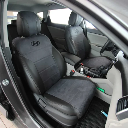 Чехлы на Hyundai Tucson III (Хюндай Тюксон 3) из экокожи и антары Antara