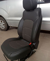 Чехлы на Cherry Tiggo E (Чери Тигго Е) из экокожи и гобелена черные