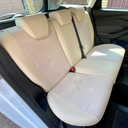 Чехлы на Ford Focus III (Форд Фокус 3) из экокожи и антары Antara бежевые