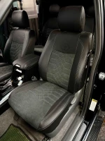 Чехлы на Toyota LC Prado 120 из экокожи и алькантары Comfort Plus 3 и декоративной прострочкой