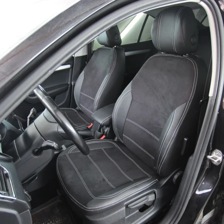 Чехлы на Skoda Octavia A7 (Шкода Октавия А7) из экокожи и антары Vip Elite