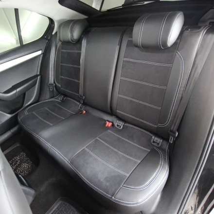 Чехлы на Skoda Octavia A7 (Шкода Октавия А7) из экокожи и антары Vip Elite