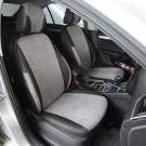 Чехлы на Skoda Octavia A7 из экокожи и антары Eco Lazer+Antara 2020 (P) черно-серые
