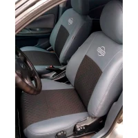 Чехлы на Nissan Almera N16 из экокожи и тисненого гобелена