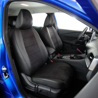 Чехлы на Nissan Qashqai III J12 (Ниссан Кашкай 3) из экокожи и антары Antara черные