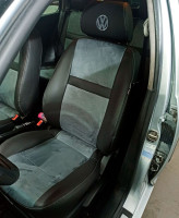 Чехлы на Volkswagen Golf 4 из экокожи и антары черно-серые (Гольф 4)