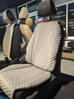 Накидки на сиденья авто из Алькантары (передние) светло-серые CC Накидки на сиденья авто из Алькантары (передние) светло-серые CC