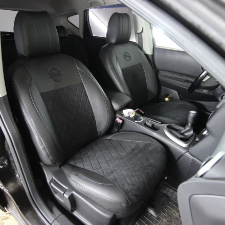 Чехлы на Nissan Qashqai I (Ниссан Кашкай 1) из экокожи и антары VPA