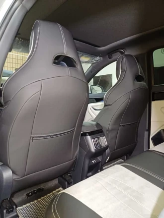 Чехлы BYD Song Plus из экокожи и алькантары (с отверстием возле подголовника)