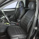 Чехлы на Skoda Octavia A7 из экокожи и антары ELA2020P черные