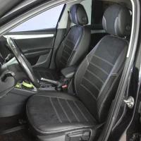 Чехлы на Skoda Octavia A7 из экокожи и антары ELA2020P черные Чехлы на Skoda Octavia A7 из экокожи и антары ELA2020P черные