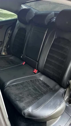 Чехлы на Volkswagen Passat B6 из экокожи и антары Comfort Plus 3 белая прострочка