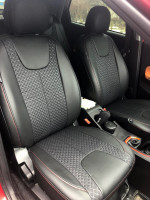 Чехлы на Cherry Tiggo 2 (2-х цветный) из экокожи и автоткани черные