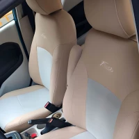 Чехлы на Ford Fiesta из экокожи и гобелена бежевые