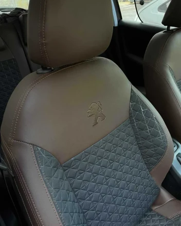 Чехлы на Peugeot 2008 I (Пежо 2008 1 пок) из экокожи и ткани Comfort Plus 3