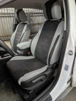 Чехлы на KIA Sportage III SL (Киа Спортейдж 3) из экокожи и антары ELA2020P серо-черные