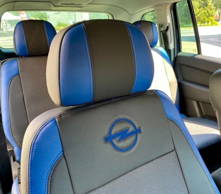 Чехлы на Opel Zafira B (Опель Зафира Б) из экокожи и ткани VE