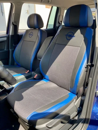 Чехлы на Opel Zafira B (Опель Зафира Б) из экокожи и ткани VE