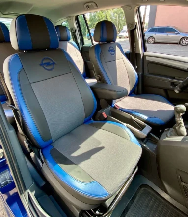 Чехлы на Opel Zafira B (Опель Зафира Б) из экокожи и ткани VE