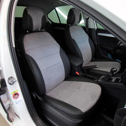Чехлы на Skoda Octavia A7 (Шкода Октавия А7) из экокожи и антары Antara