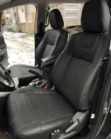 Чехлы на Mitsubishi Outlander III (Митсубиши Оутлендер 3) из экокожи с прострочкой ромб Comfort 1