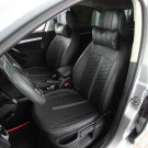 Чехлы на Skoda Octavia A5 (Шкода Октавия А5) из экокожи Eco Sport черные с серой полосой