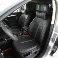 Чехлы на Skoda Octavia A5 (Шкода Октавия А5) из экокожи Eco Sport черные с серой полосой Чехлы на Skoda Octavia A5 (Шкода Октавия А5) из экокожи Eco Sport черные с серой полосой