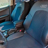 Авточехлы на Audi A3 из экокожи и гобелена с тиснением Авточехлы на Audi A3 из экокожи и гобелена с тиснением