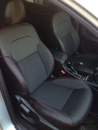 Чехлы на Geely Emgrand 7 из экокожи и ткани Comfort 3