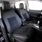 Чехлы на Nissan Qashqai I (Ниссан Кашкай 1) из экокожи и антары Vip Elite белая прострочка