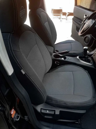 Чехлы на Nissan Qashqai J10 (Ниссан Кашкай) из ткани черные