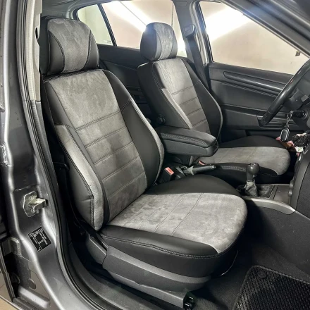 Чехлы на Opel Astra H из экокожи и антары ELA2020P