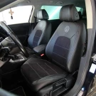 Чехлы на Volkswagen Passat B6 (CC) из экокожи и антары Vip Elite белая прострочка