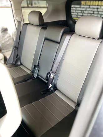 Чехлы на Toyota Prado 150 (Тойота Прадо 150) из экокожи чёрно-серые AM Titan-L