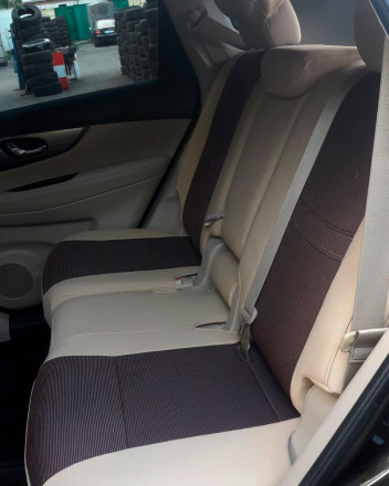 Чехлы на Nissan X-Trail T32 (Ниссан Х-Треил Т32) из ткани бежево-черные