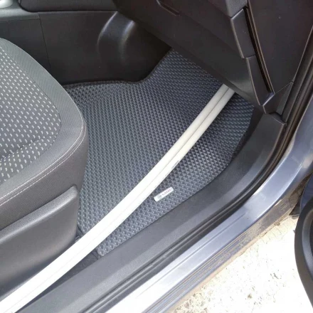 3D EVA коврики на Nissan Qashqai J10 (Ниссан Кашкай 1) с бортами до 5 см серо-черные