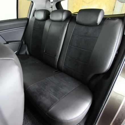 Чехлы на KIA Sportage III SL (КИА Спортейдж 3) из экокожи и антары Antara черные