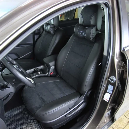 Чехлы на KIA Sportage III SL (КИА Спортейдж 3) из экокожи и антары Antara черные