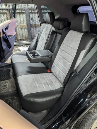 Чехлы на Toyota RAV4 XA50 (Тайота РАВ4) из экокожи и антары ELA2020P чорно-серые