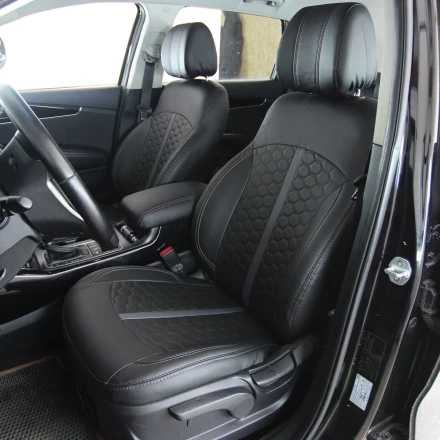 Чехлы на Kia Sorento III (КІА Соренто 3) из экокожи Eco Sport