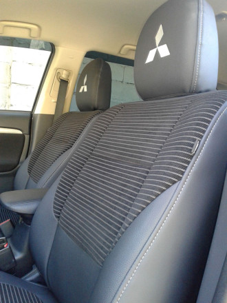 Чехлы на Mitsubishi Outlander III из экокожи и ткани