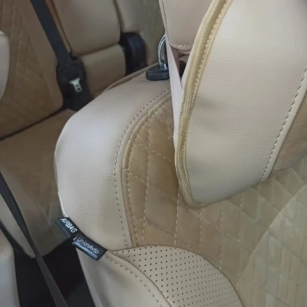 Чехлы на Dodge Journey из экокожи и велюра бежевые